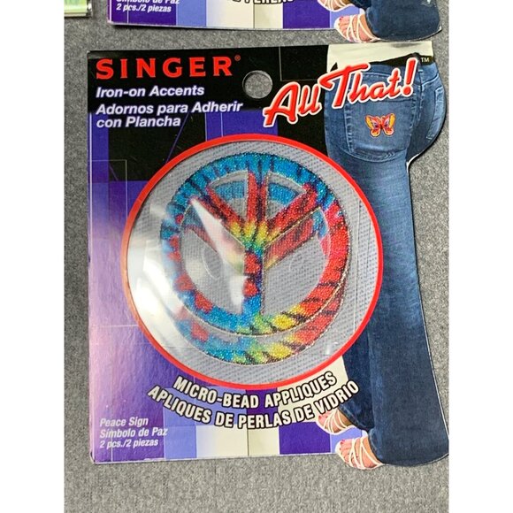 Vintage Iron-On Patch Lot - Appalachian Trail Peace Sign & Singer Beaded Appliqu - Picture 3 of 9
